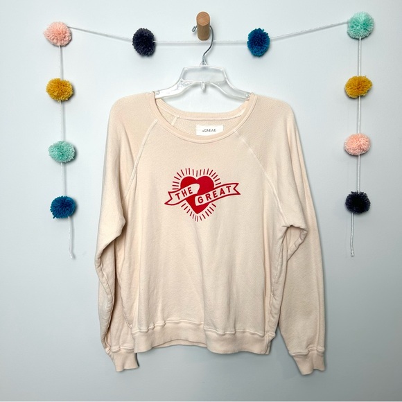 THE GREAT. The Shrunken Graphic Heart Sweatshirt - Picture 2 of 6